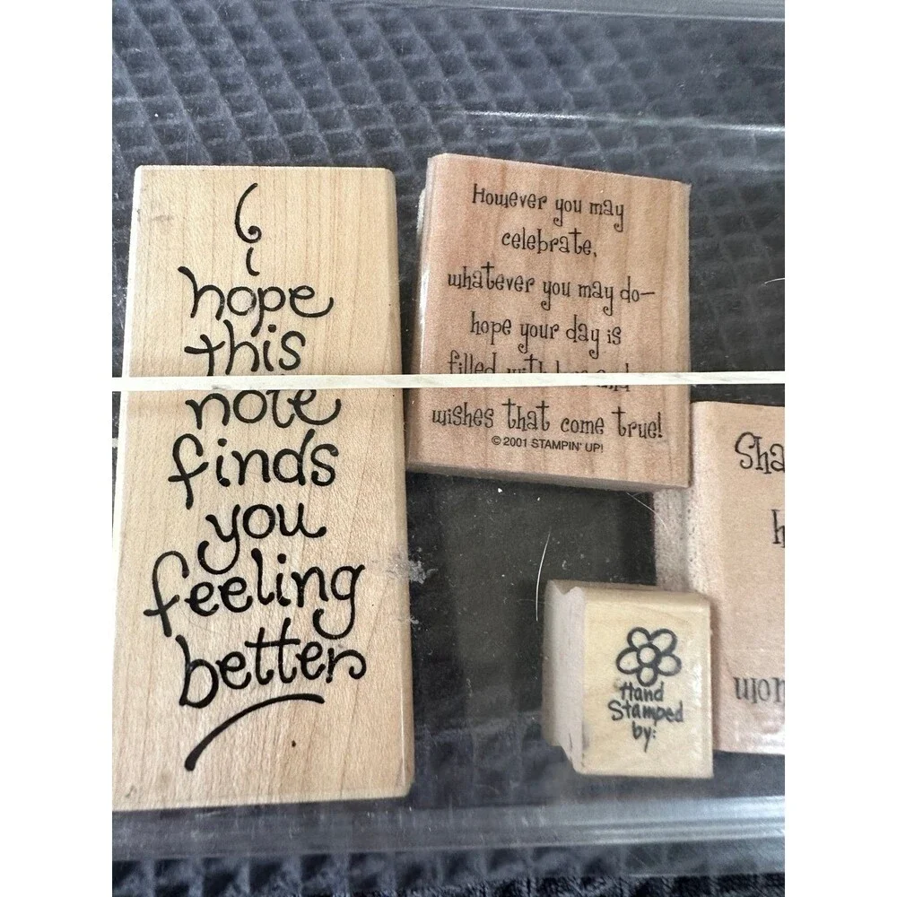 2001 Stampin Up! 6 Block Stamping Kit VTG Get Well Sharing Happiness Etc.